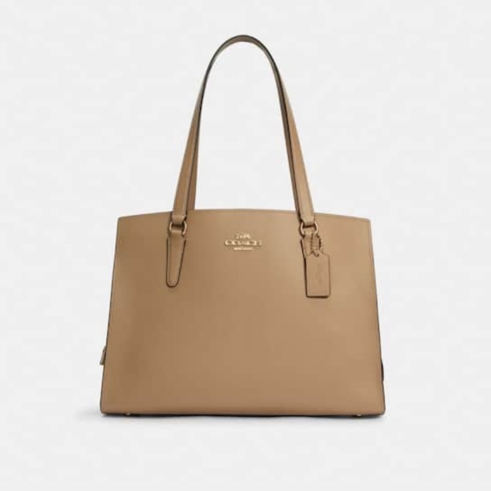 COACH NEW PURSE  holds laptop - Beige - tote GORGEOUS - ON SALE - gold zipper